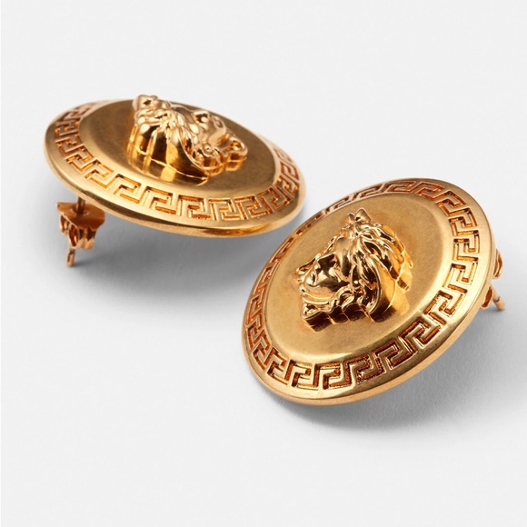 Versace TRIBUTE MEDUSA Large STUD EARRINGS in Gold - Picture 2 of 13